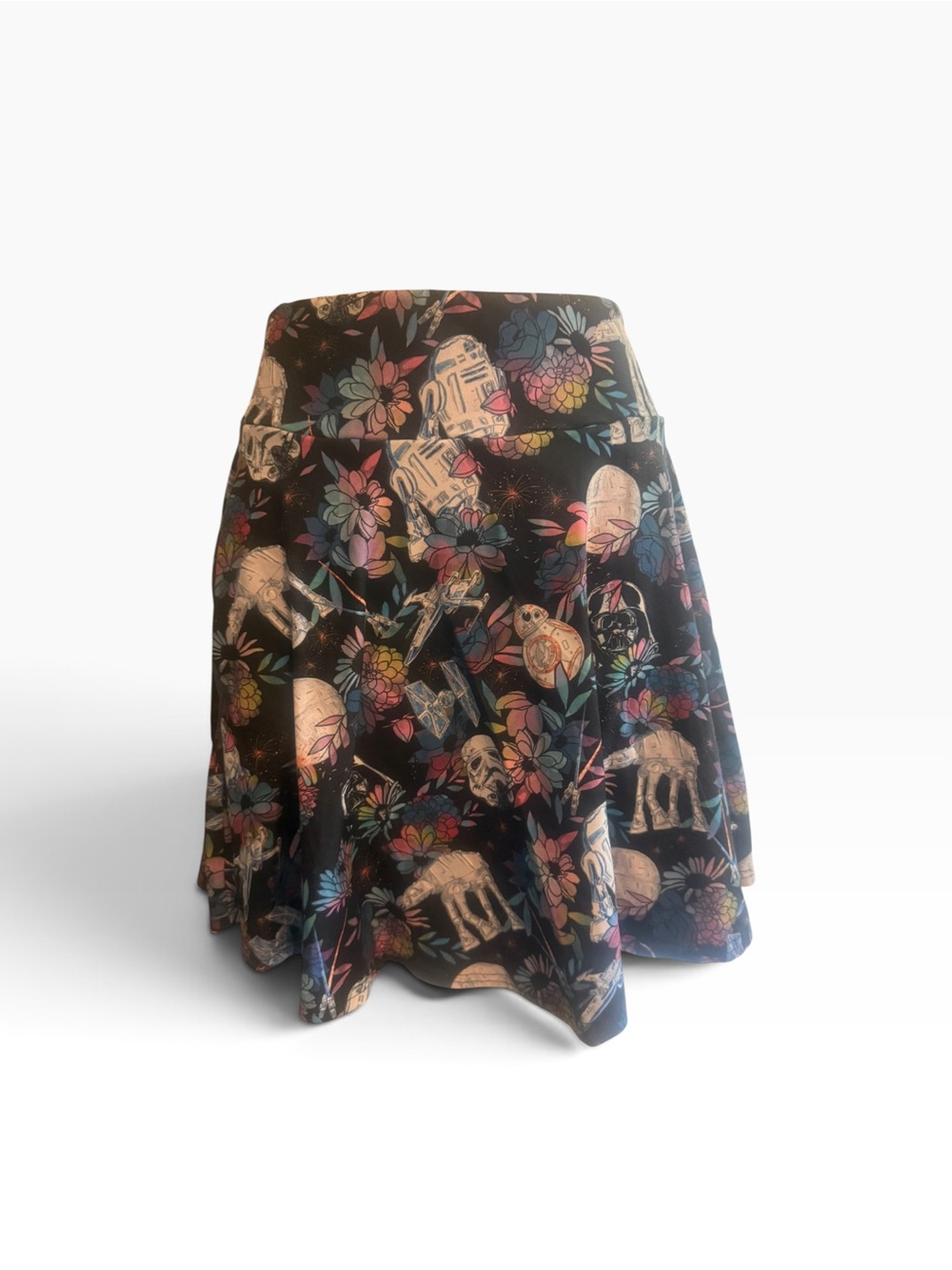 Floral Star Wars Black A-Line Skort